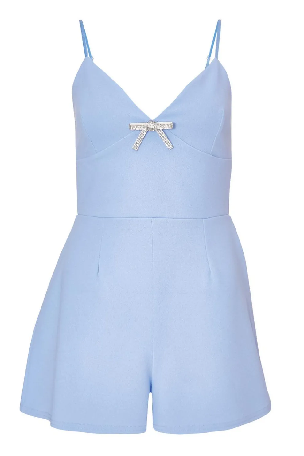 Blue Bow Front Playsuit