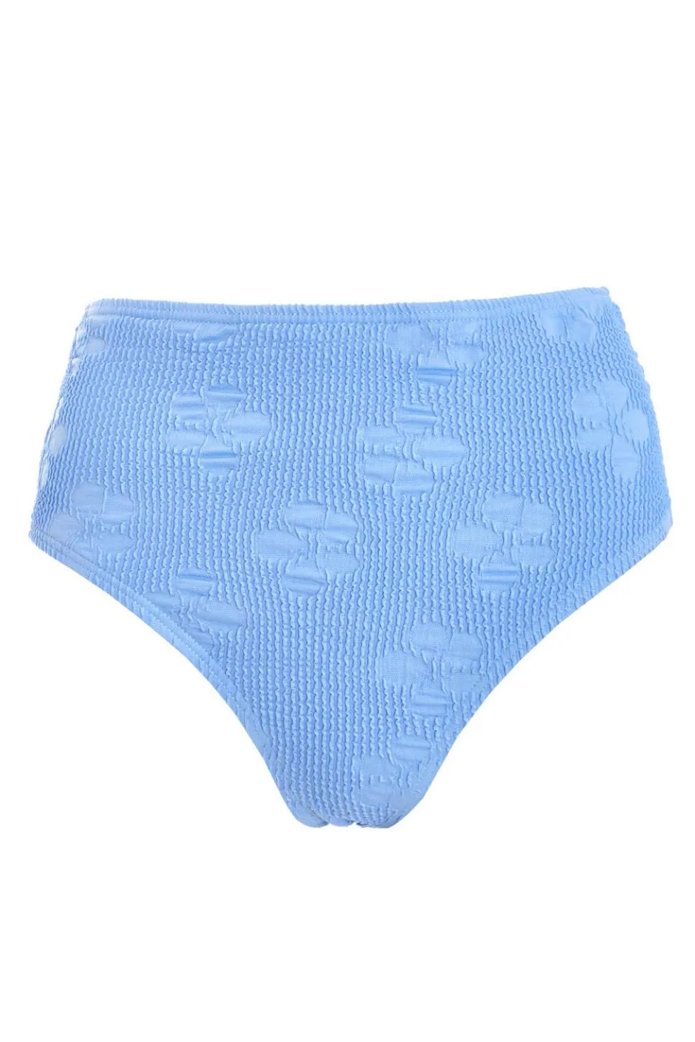 Blue Crinkle High Waist Bikini Bottoms