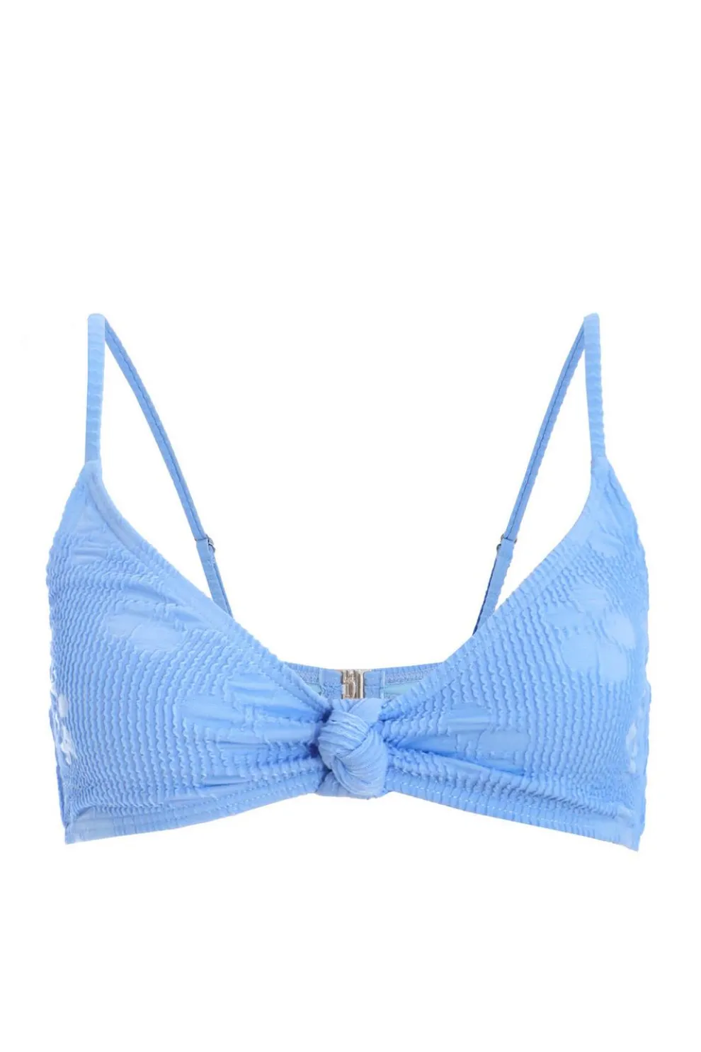 Blue Crinkle Knot Bikini Top