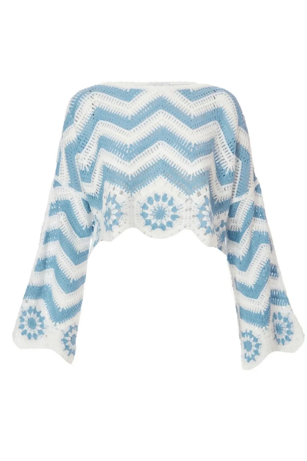 Blue Crochet Scalloped Top