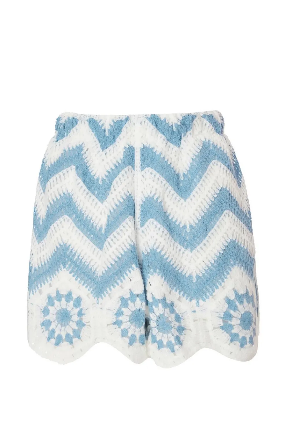 Blue Crochet Scalloped Shorts