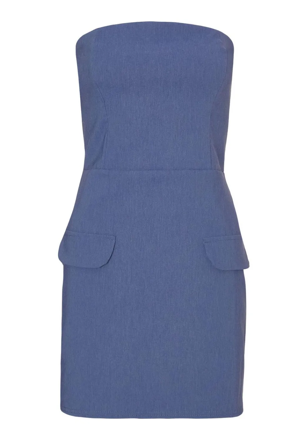 Blue Denim Bandeau Mini Dress