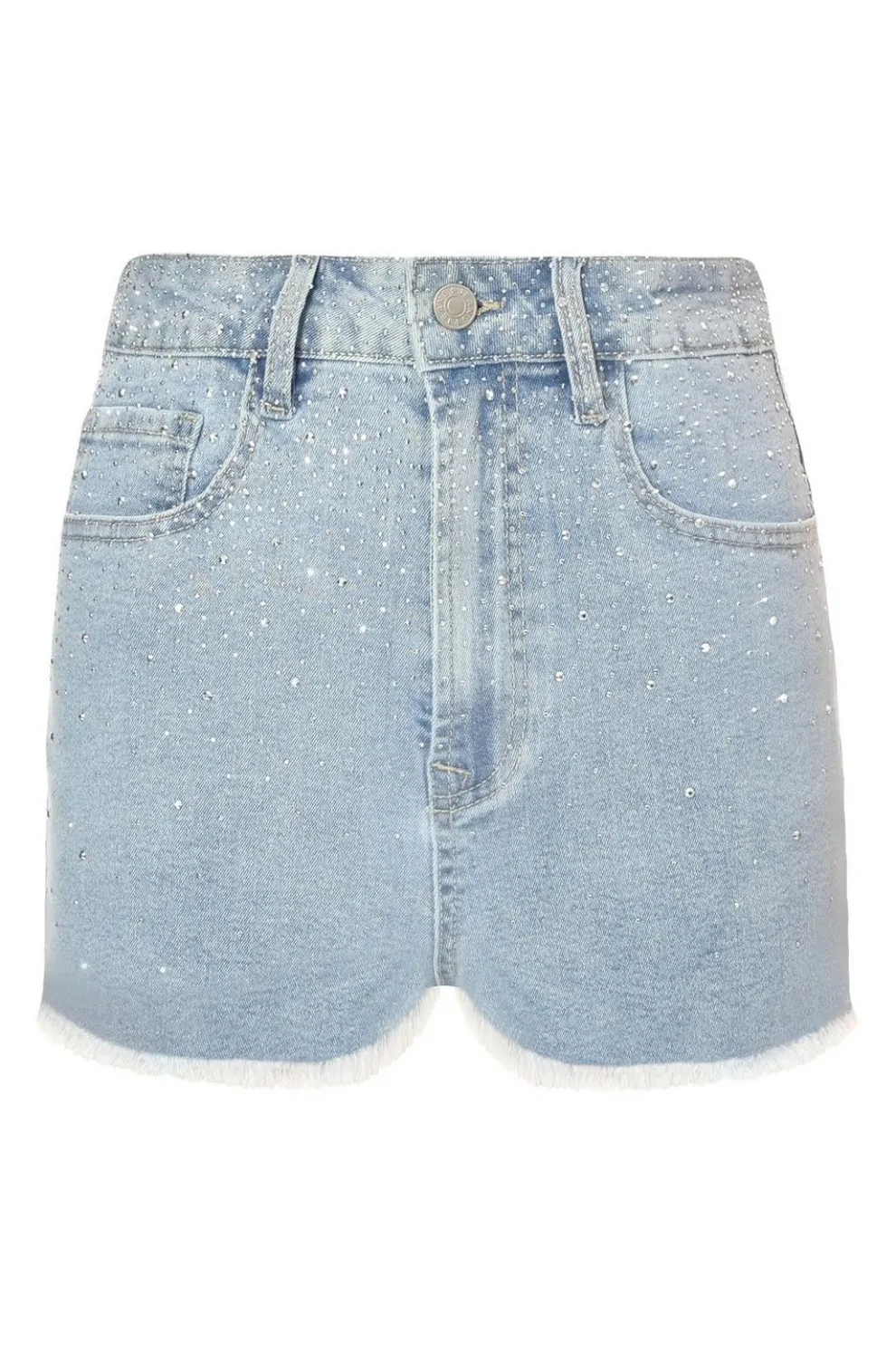 Blue Denim Embellished Shorts