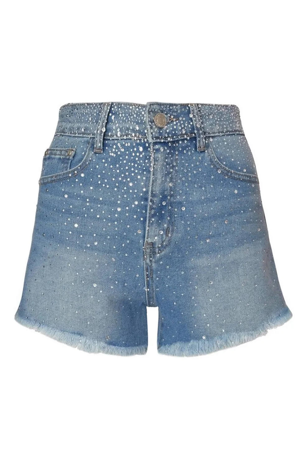 Blue Denim Embellished Shorts