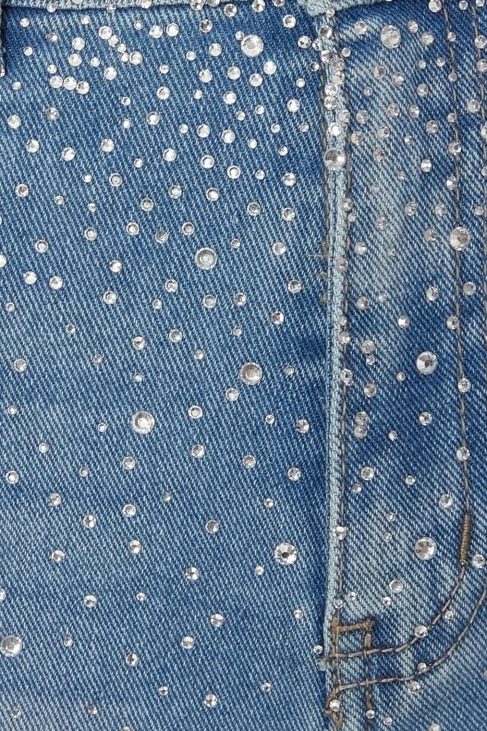 Blue Denim Embellished Shorts