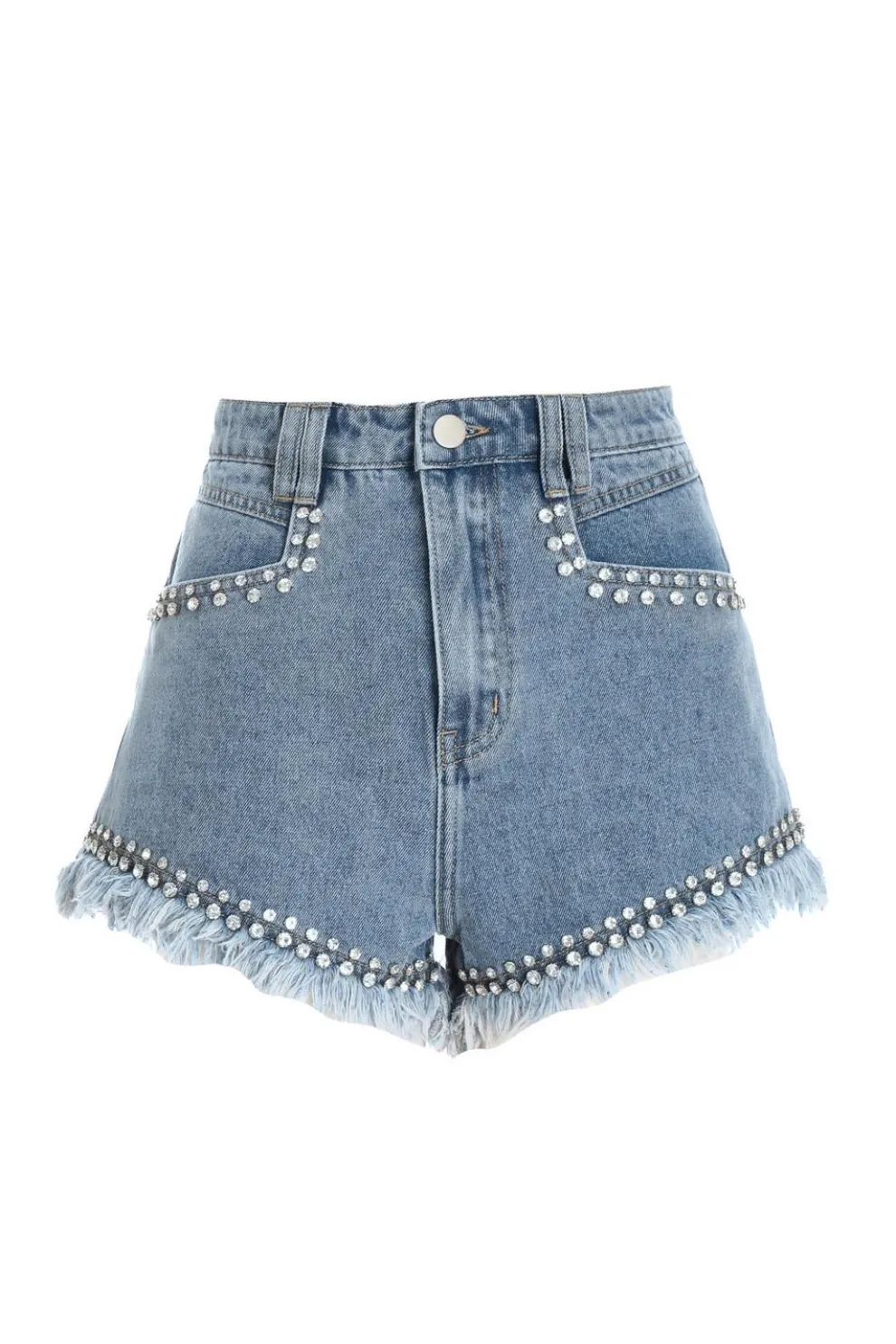 Blue Denim Embellished Shorts