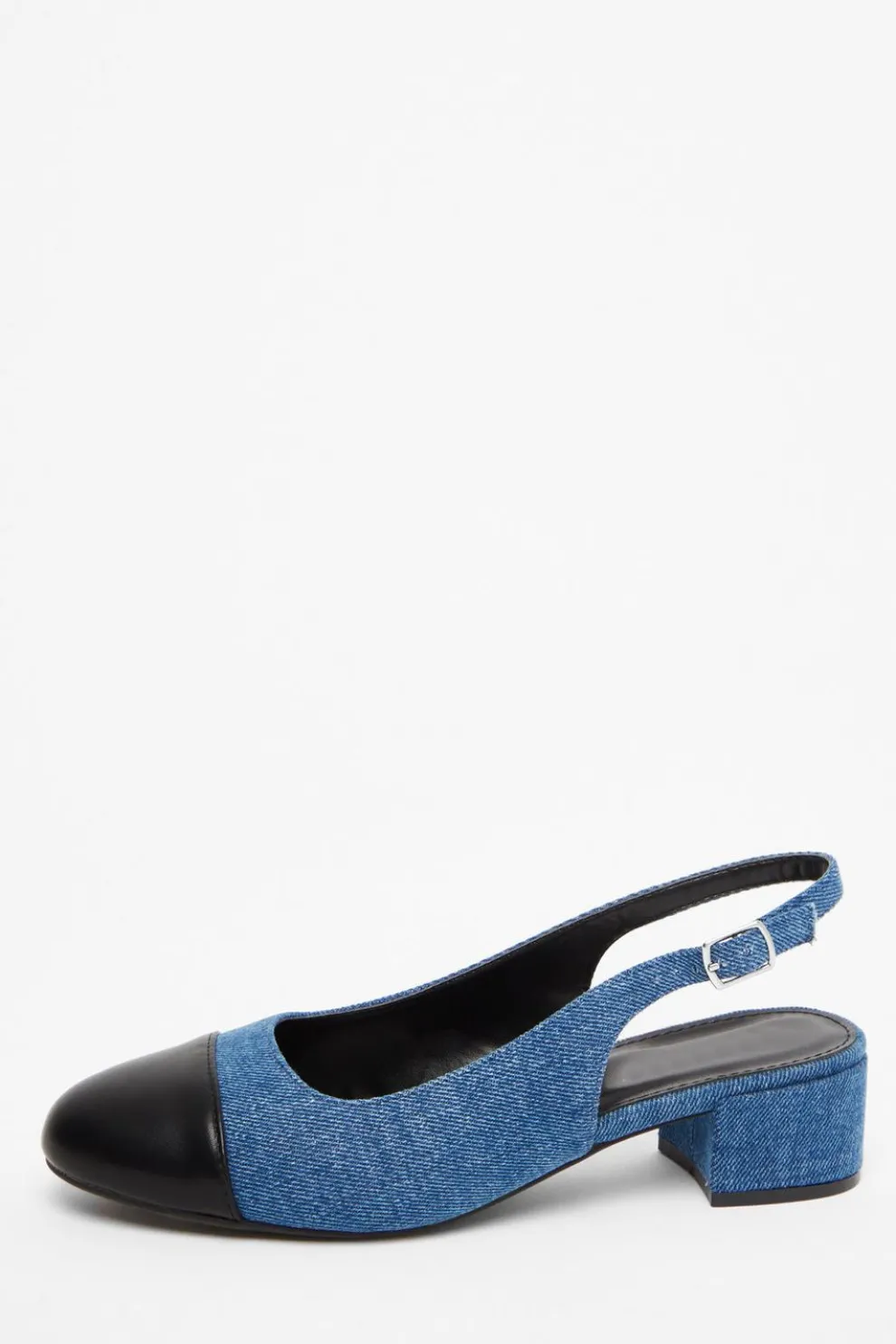 Blue Denim Faux Suede Sling Back Pumps