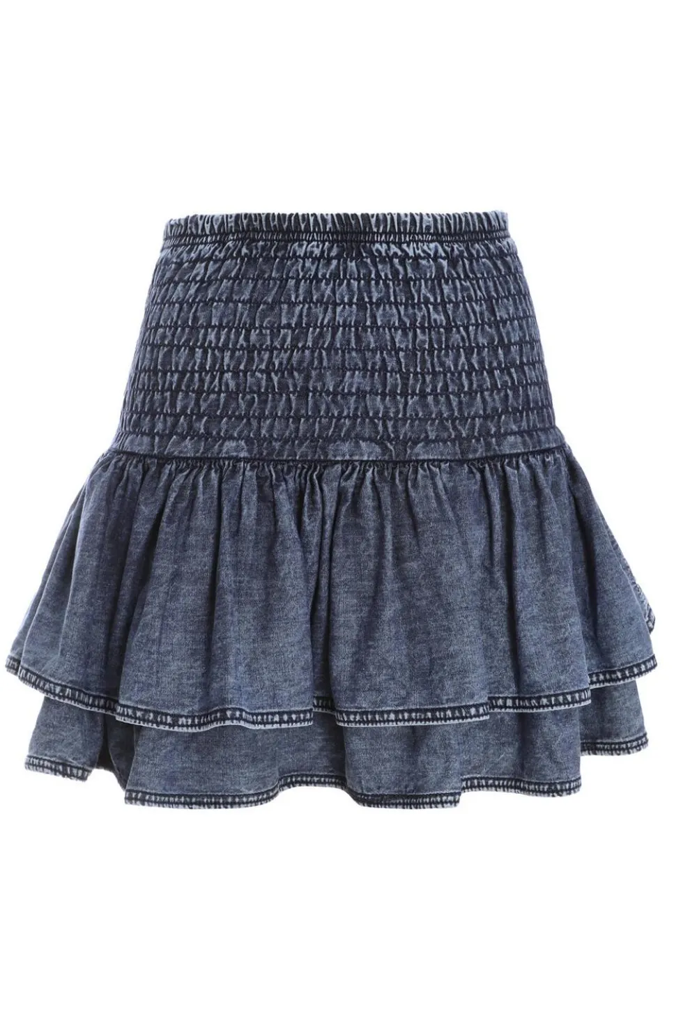 Blue Denim Frill Mini Skirt