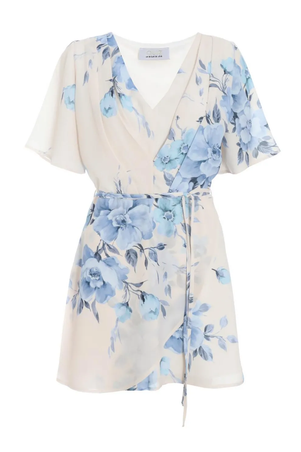 Blue Floral Print Wrap Tie Playsuit