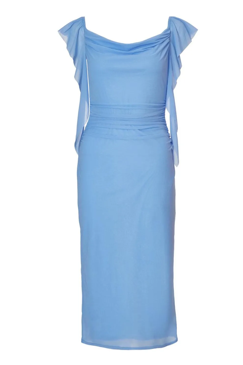 Blue Frill Midi Dress