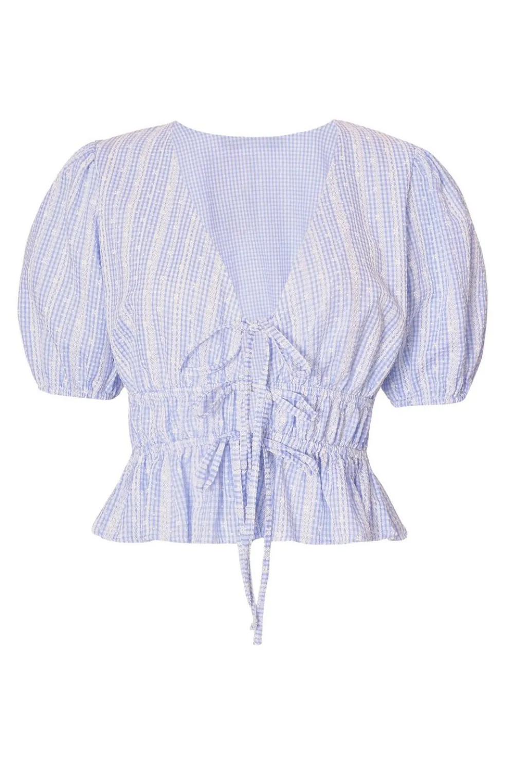 Blue Gingham Crop Top