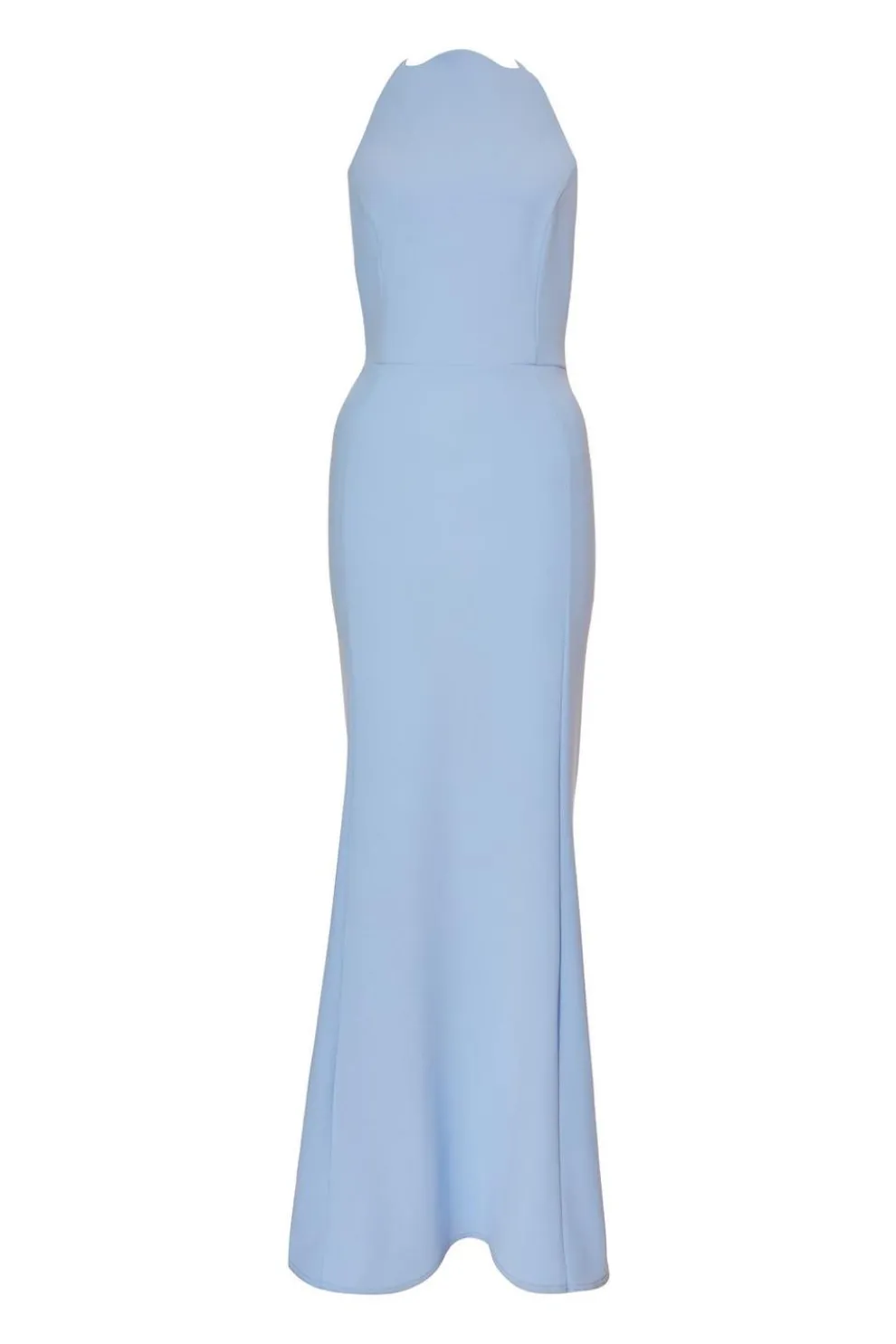 Blue Halter Neck Fishtail Maxi Dress