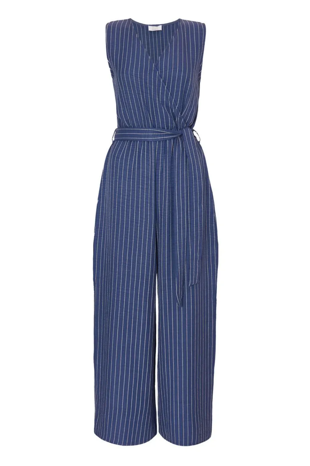 Blue Linen Striped Jumpsuit