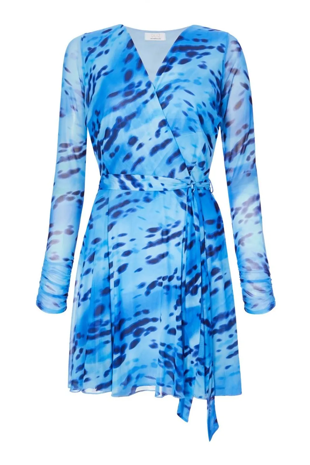 Blue Mesh Animal Print Skater Dress