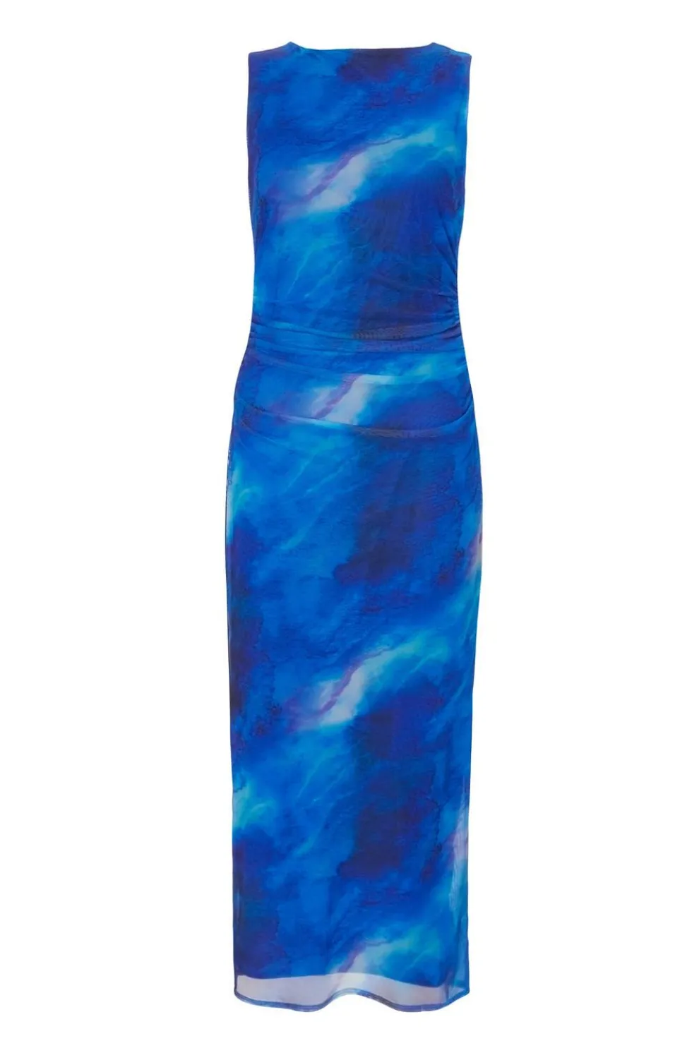 Blue Mesh Marble Midaxi Dress