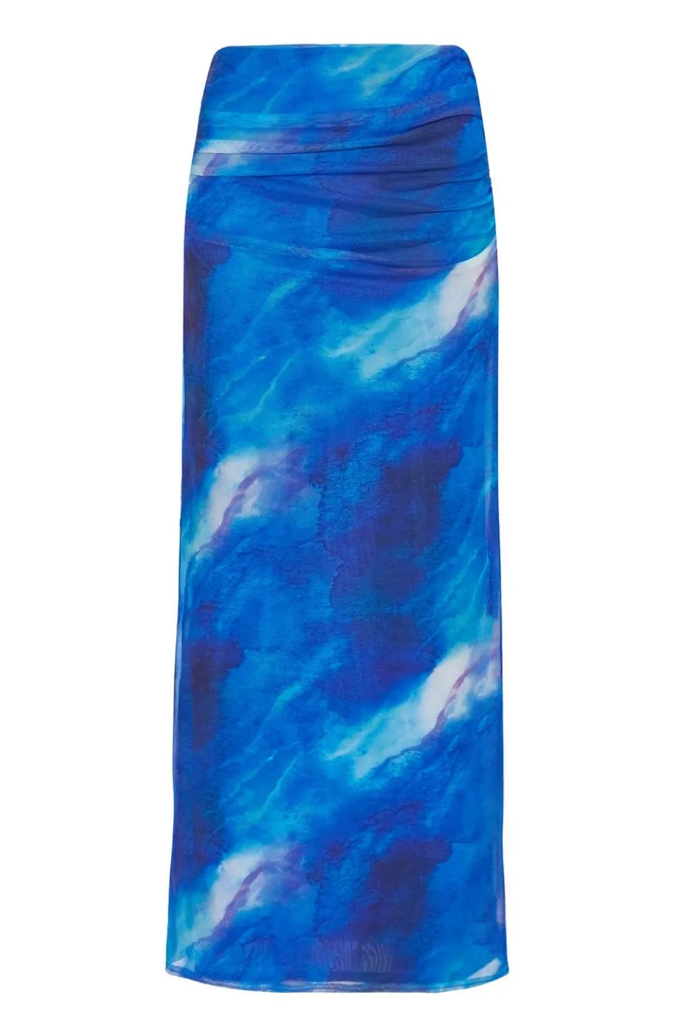 Blue Mesh Marble Midaxi Skirt