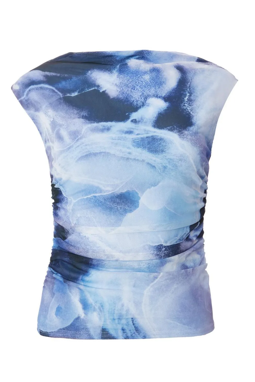 Blue Mesh Tie Dye Crop Top