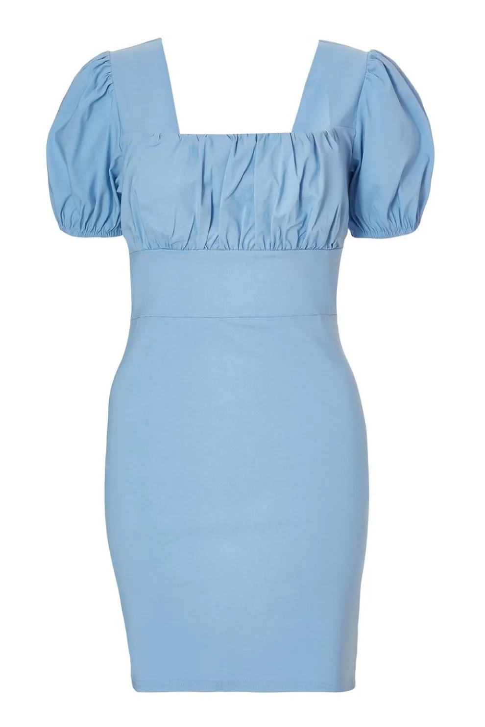 Blue Puff Sleeve Mini Dress