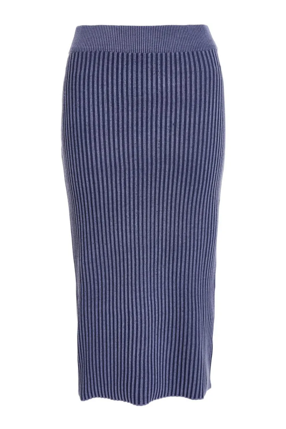 Blue Ribbed Midi Skirt