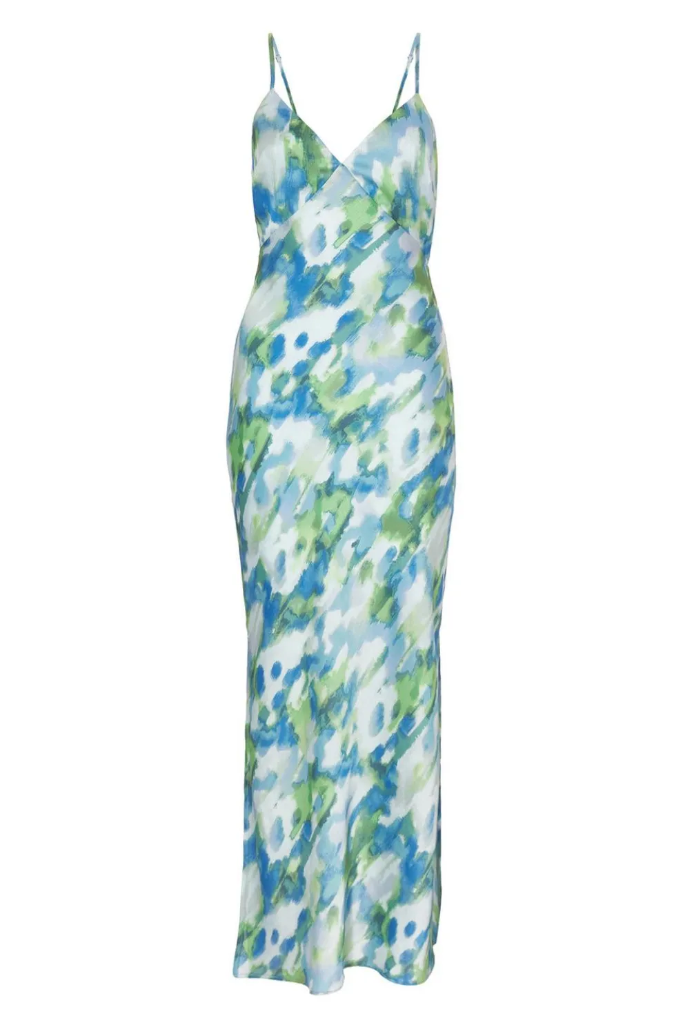 Blue Satin Tie Back Midaxi Dress