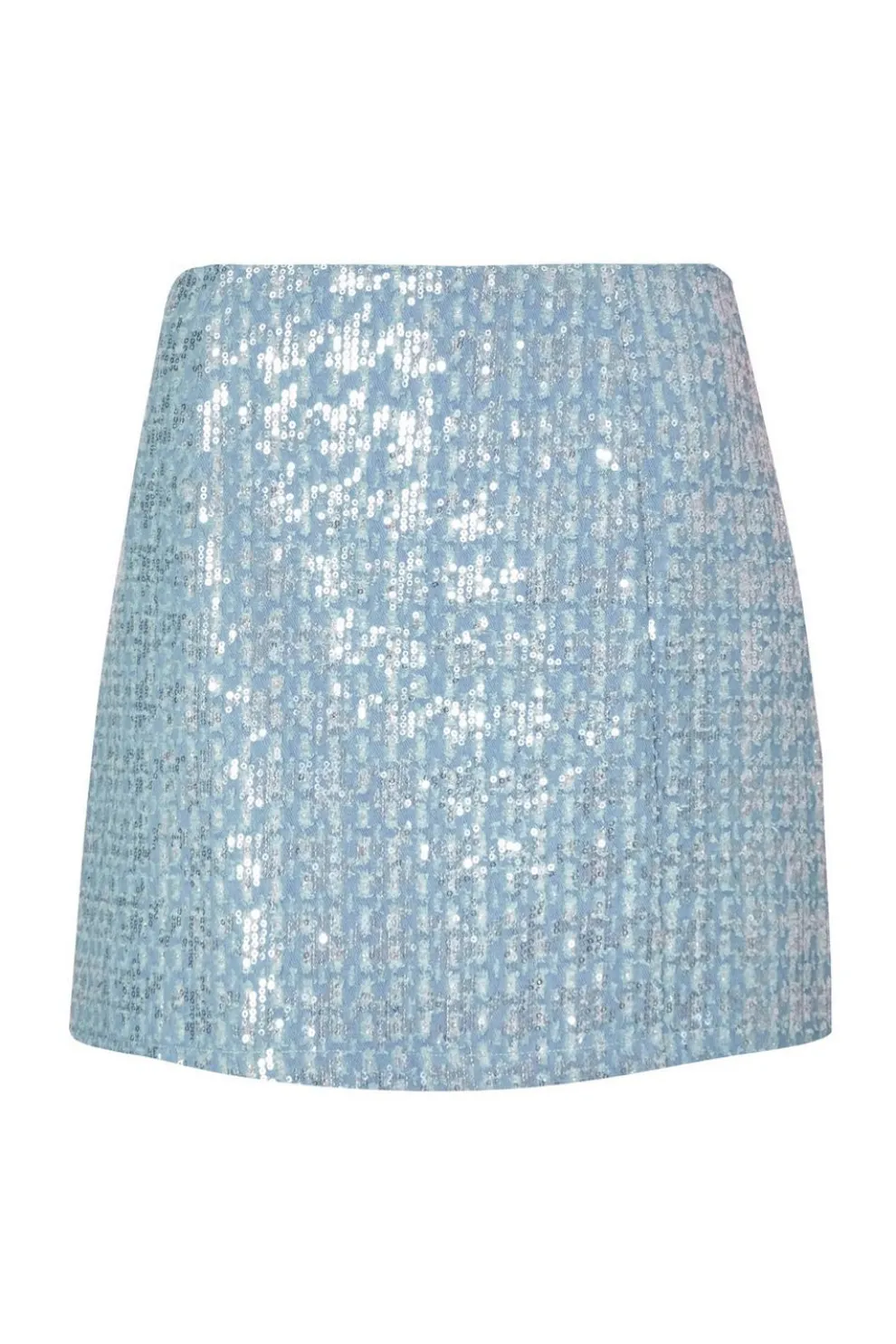 Blue Sequin Denim Mini Skirt