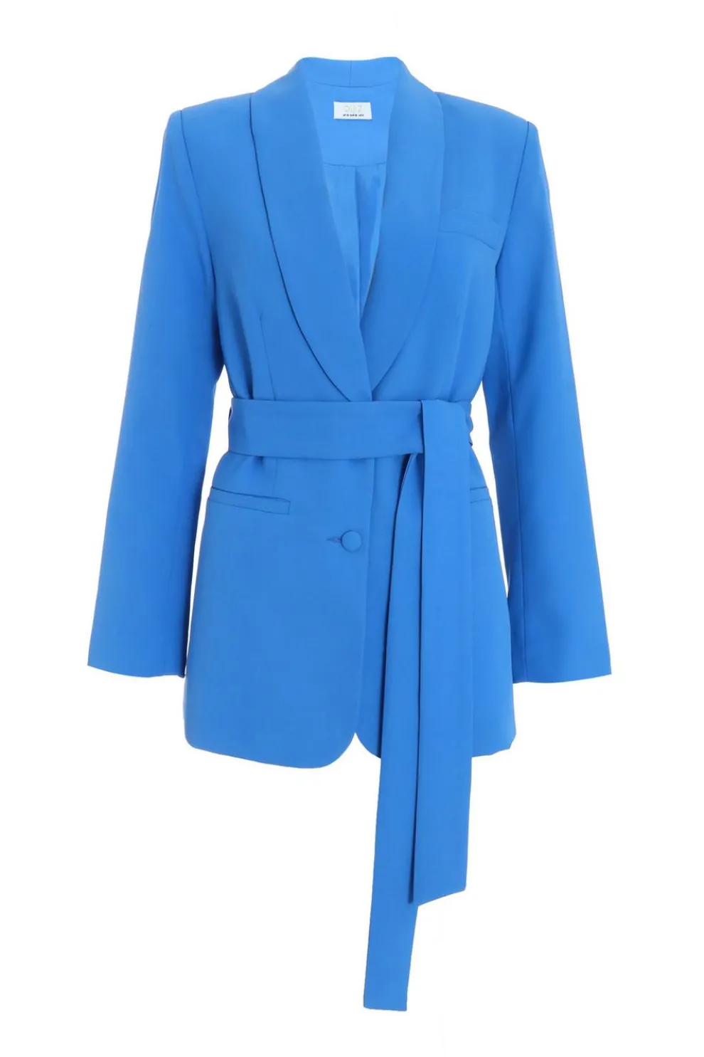 Blue Tailored Tie Belt Blazer