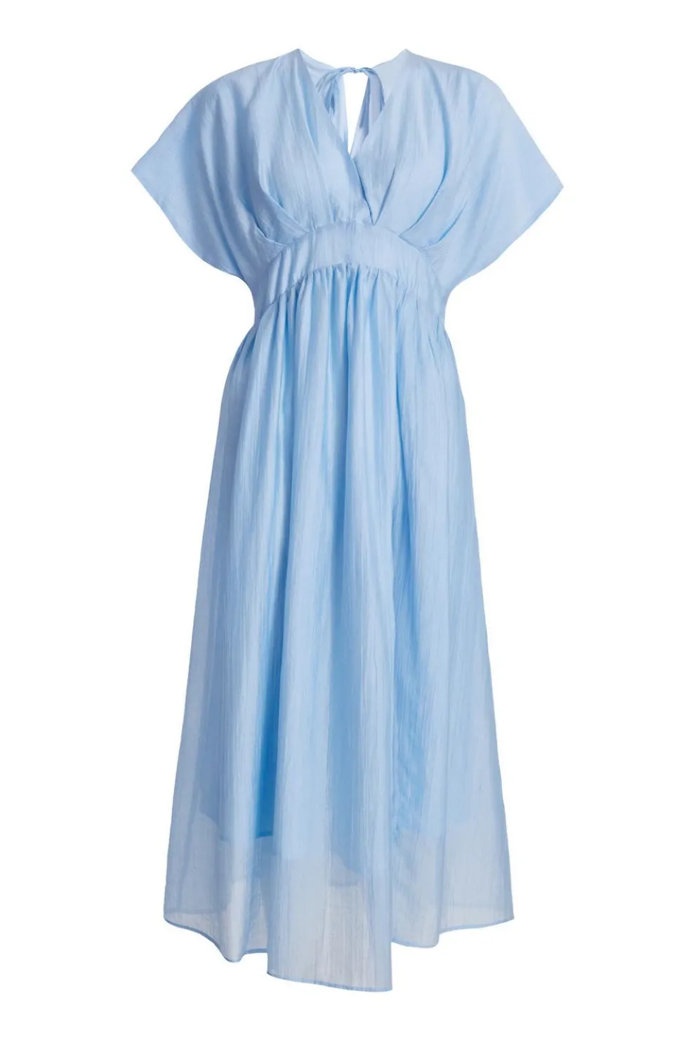 Blue V-Neck Midi Dress