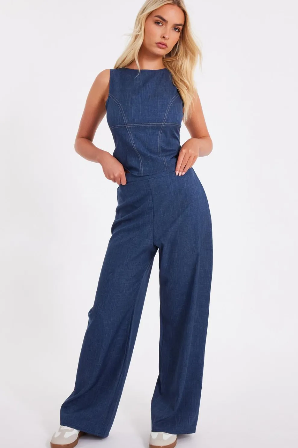 Blue Wide Leg Trousers