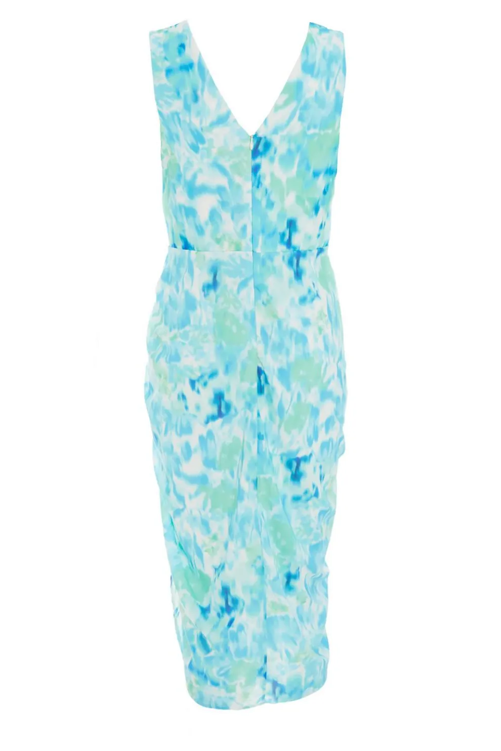 Blue Wrap Ruched Midi Dress