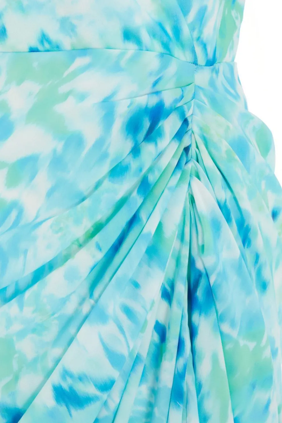 Blue Wrap Ruched Midi Dress