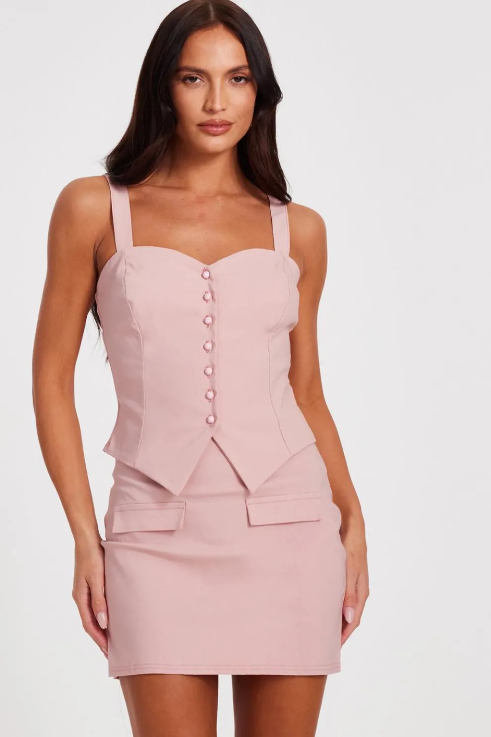 Blush Button Detail Corset Top
