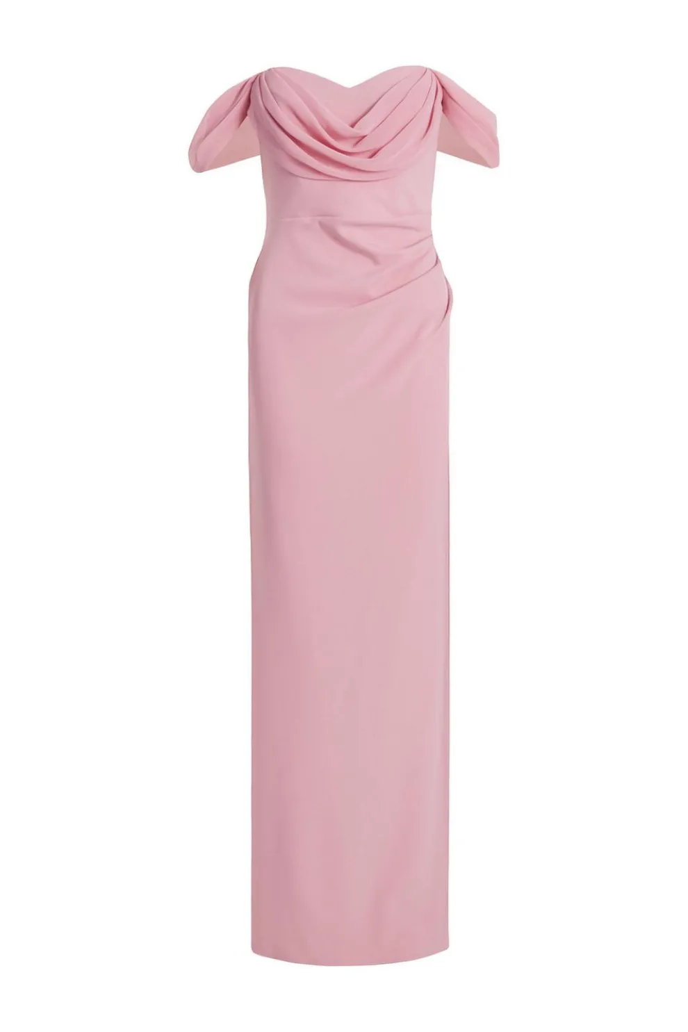 Blush Chiffon Bardot Maxi Dress
