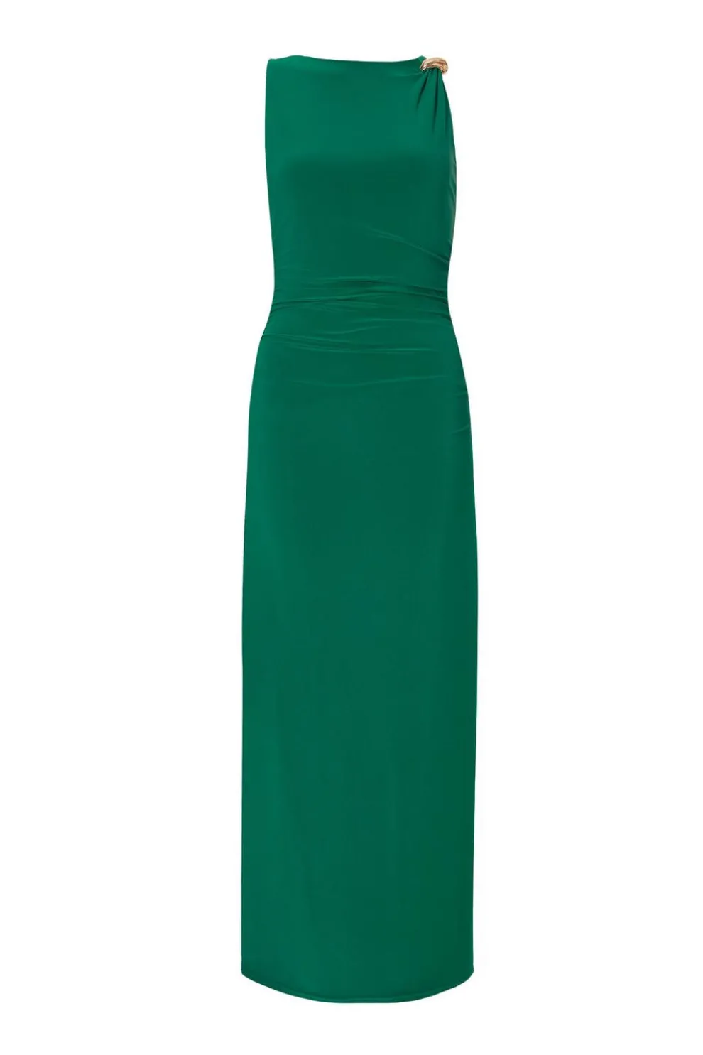 Bottle Green Gold Buckle Midaxi Dress