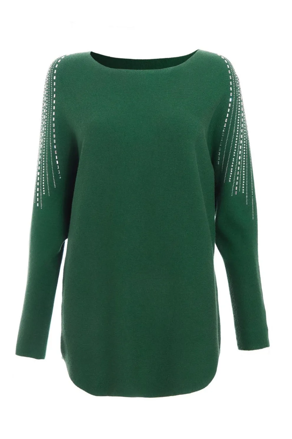 Bottle Green Knitted Diamante Jumper