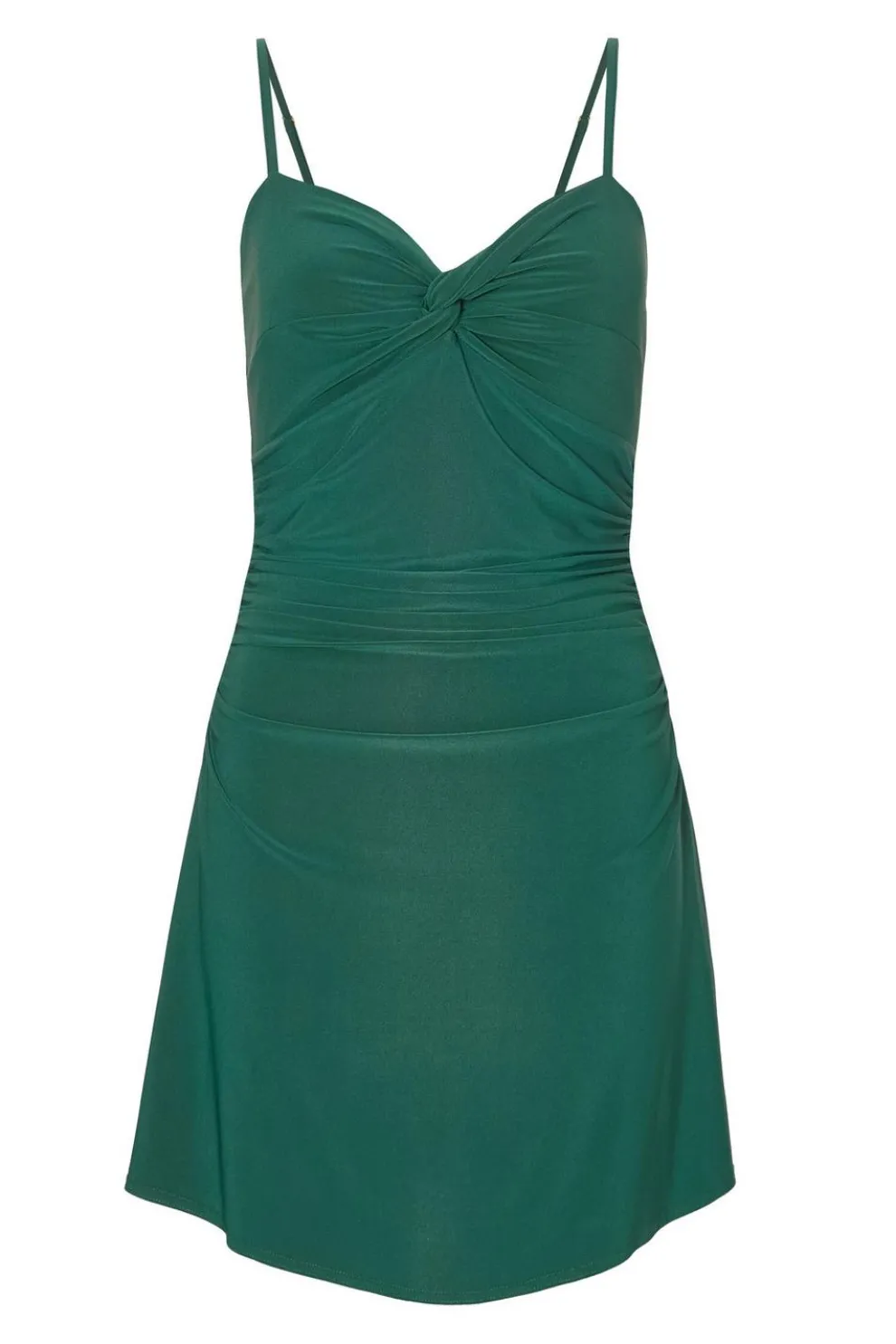 Bottle Green Knot Front Mini Dress
