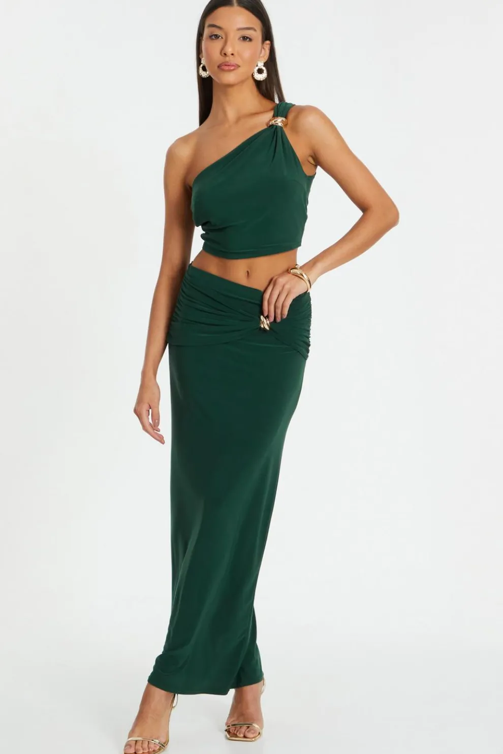 Bottle Green Maxi Skirt