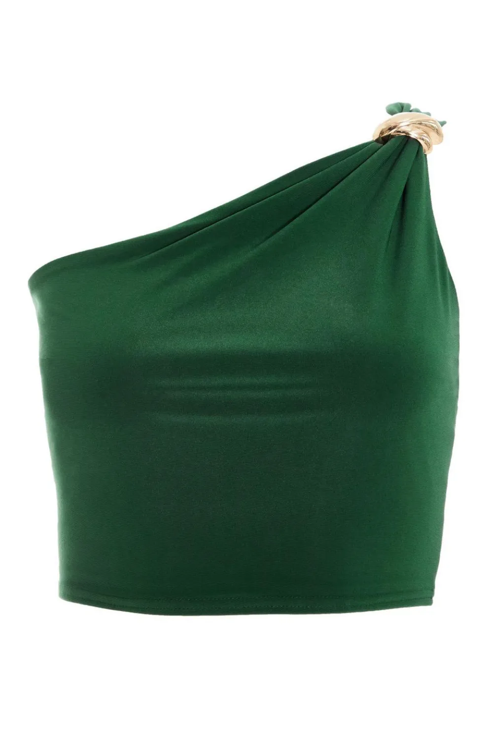 Bottle Green One Shoulder Crop Top