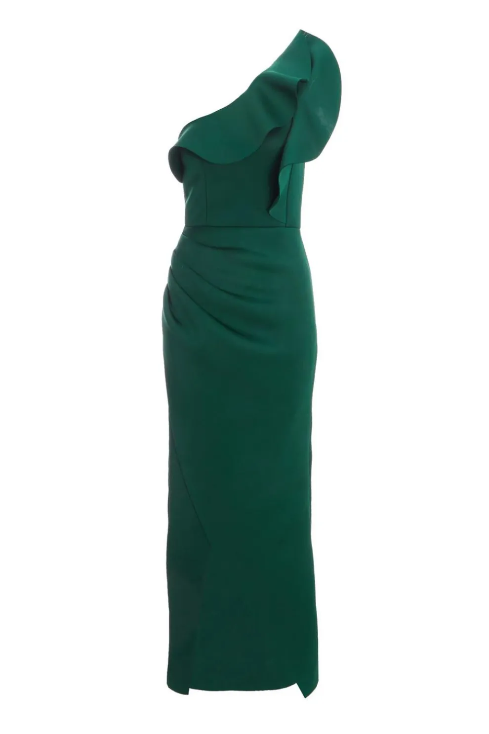 Bottle Green One Shoulder Maxi Dress