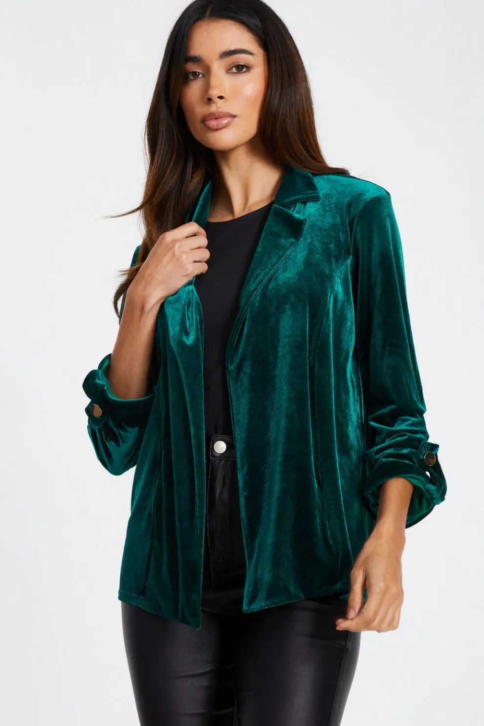 Bottle Green Velvet Blazer