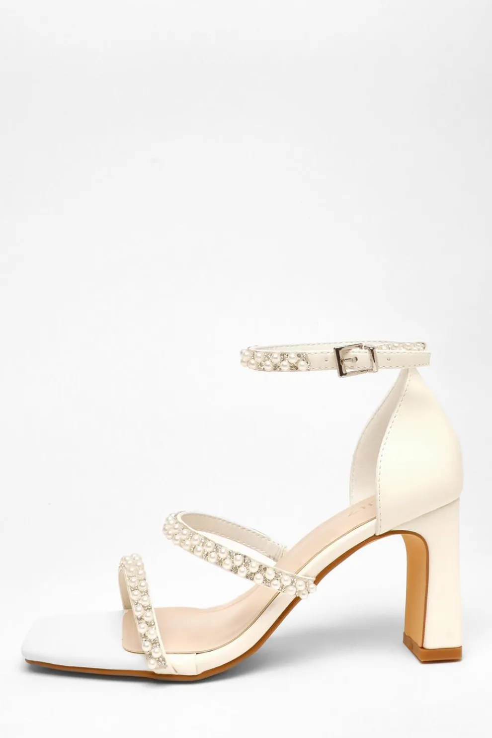 Bridal Faux Leather Pearl Strap Heels