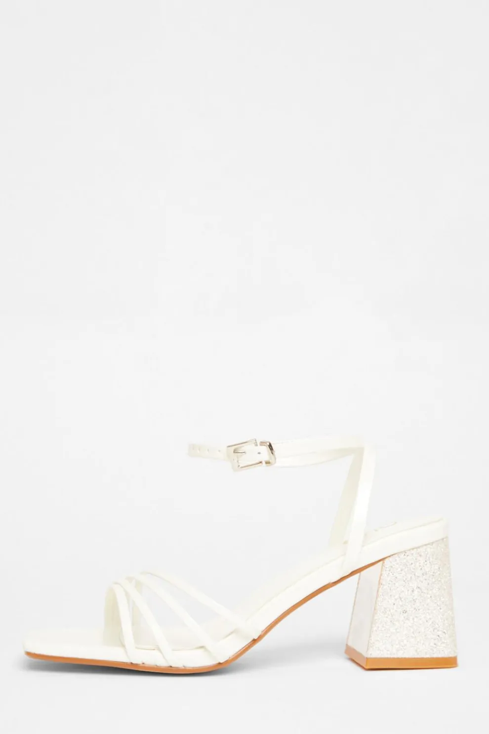 Bridal White Block Heel Sandals