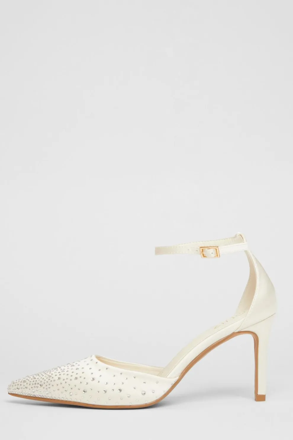 Bridal White Diamante Court Heels