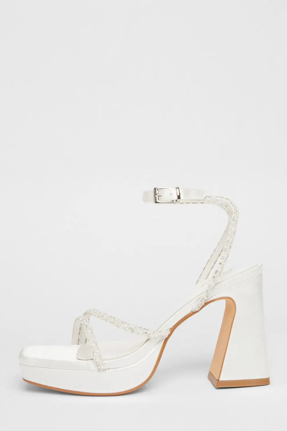 Bridal White Embellished Platform Heels