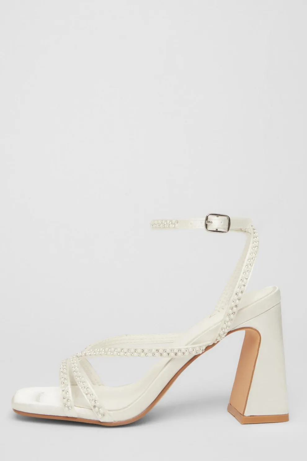 Bridal White Embellished Block Heels