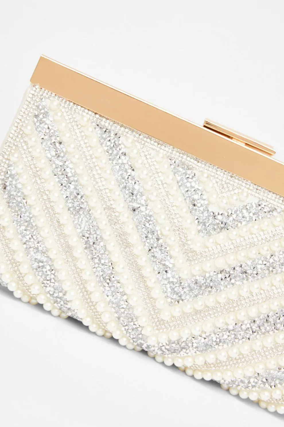 Bridal White Embellished Clutch Bag