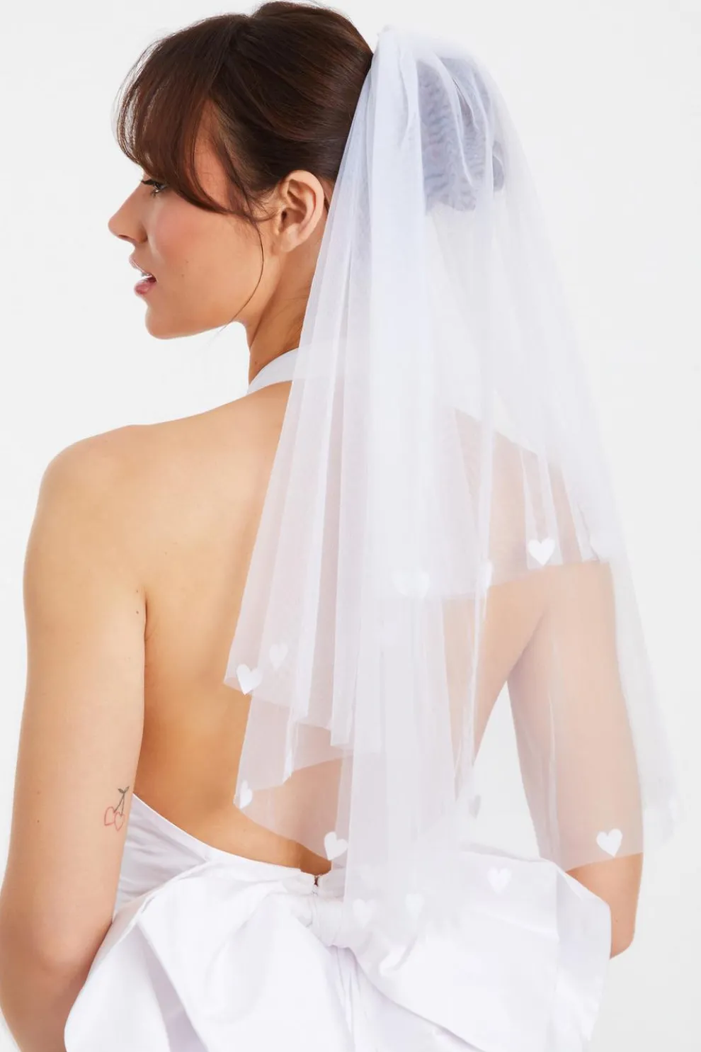 Bridal White Heart Veil