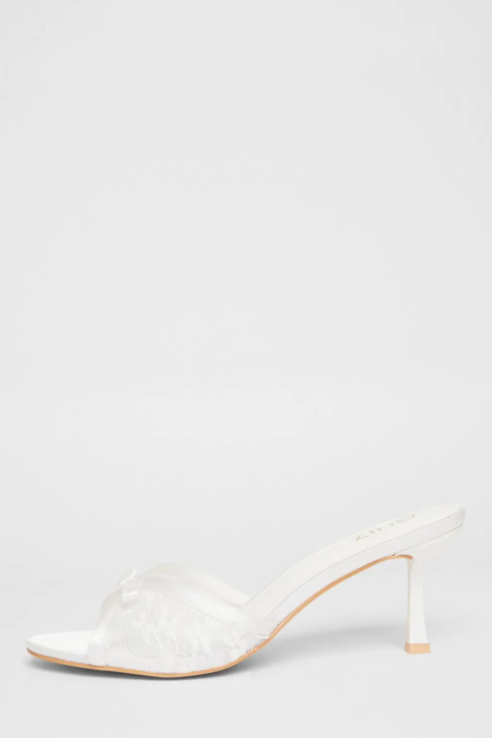 Bridal White Lace Mule Heels