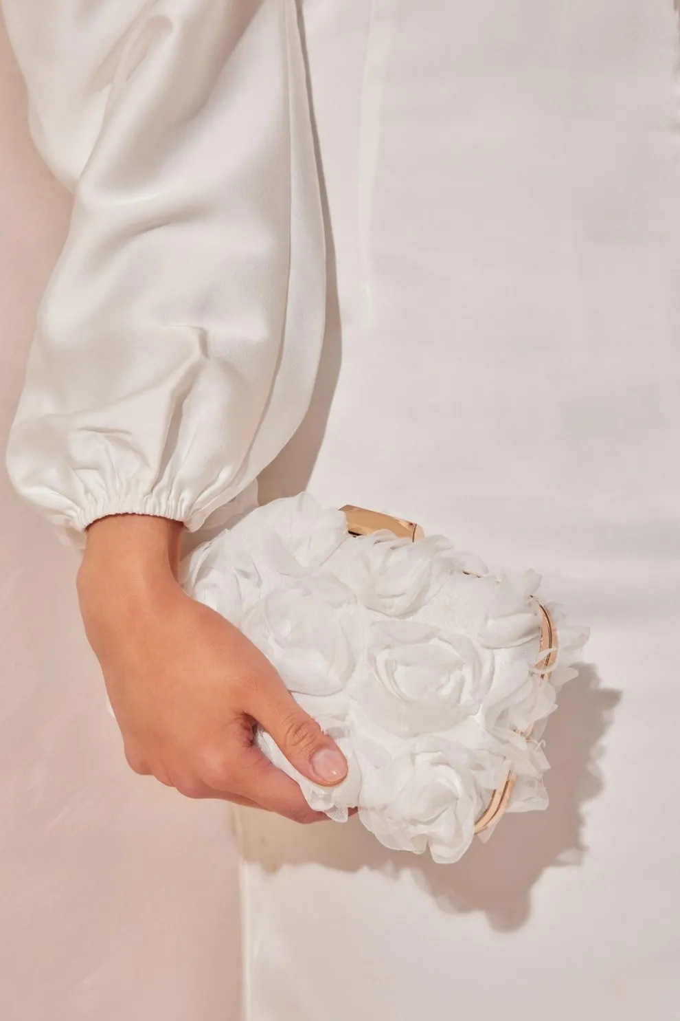 Bridal White Organza Rose Box Bag