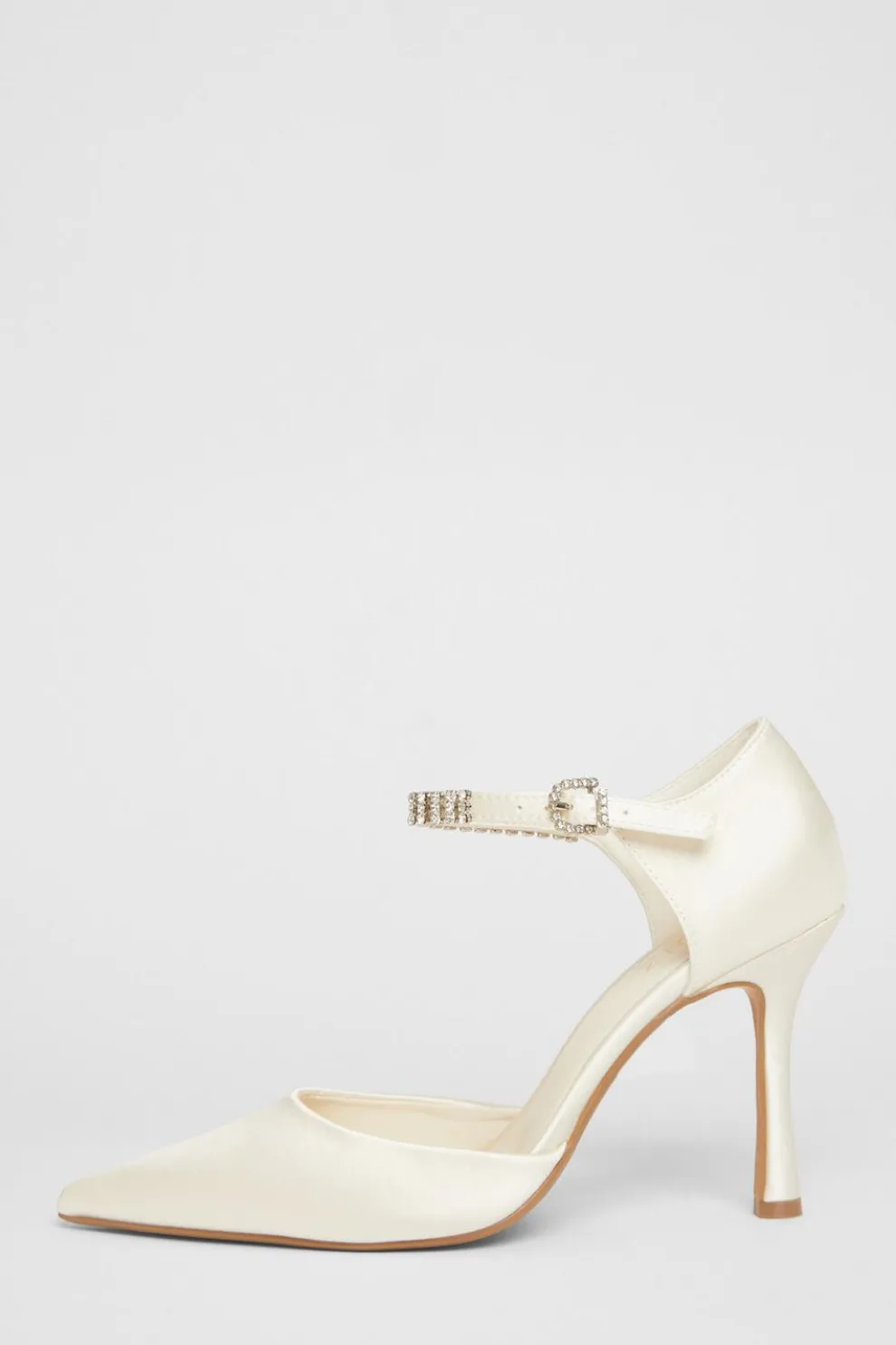 Bridal White Satin Diamante Court Heels