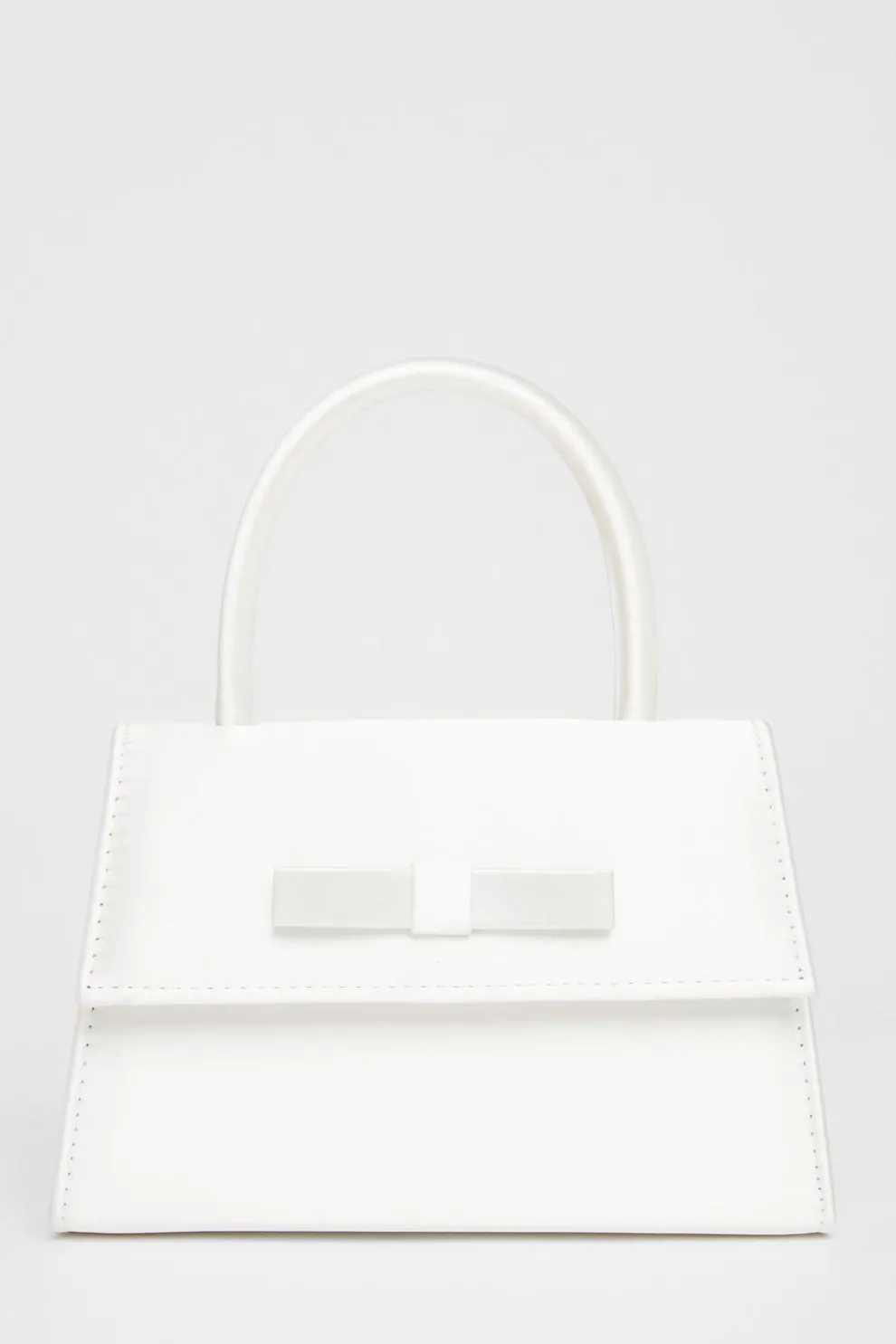 Bridal White Satin Top Handle Bag